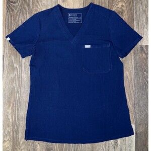 Figs Women's XS Navy Blue One Pocket Scrub V-Neck Top Technical Collection